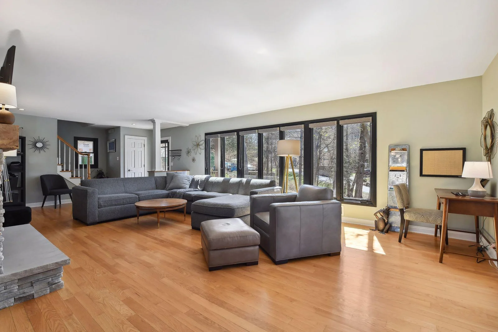 Open and bright living space with views of the front yard
