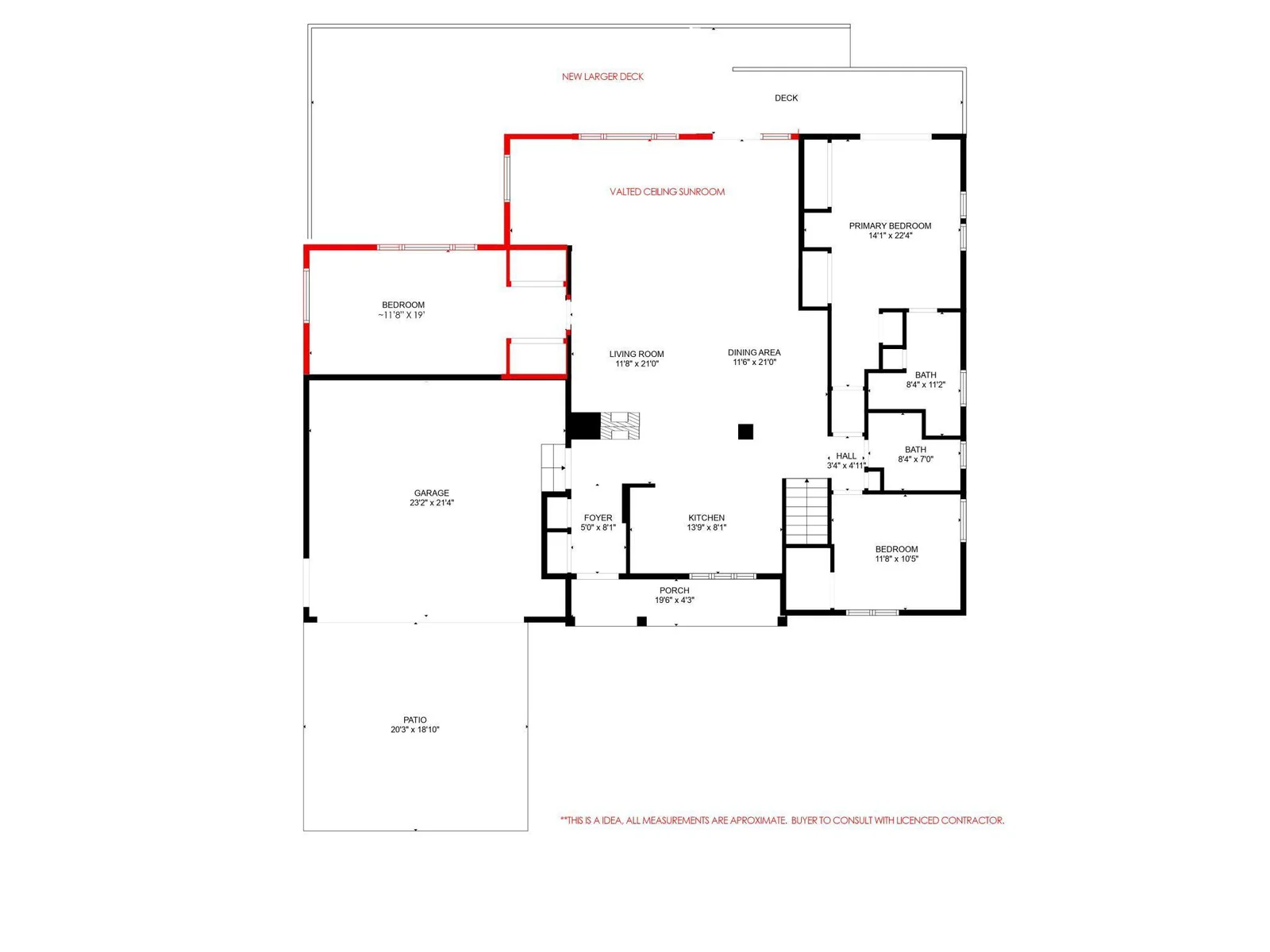 To Be Built Addition Idea - 3br on one level.  Buyer to consult with license contractor.