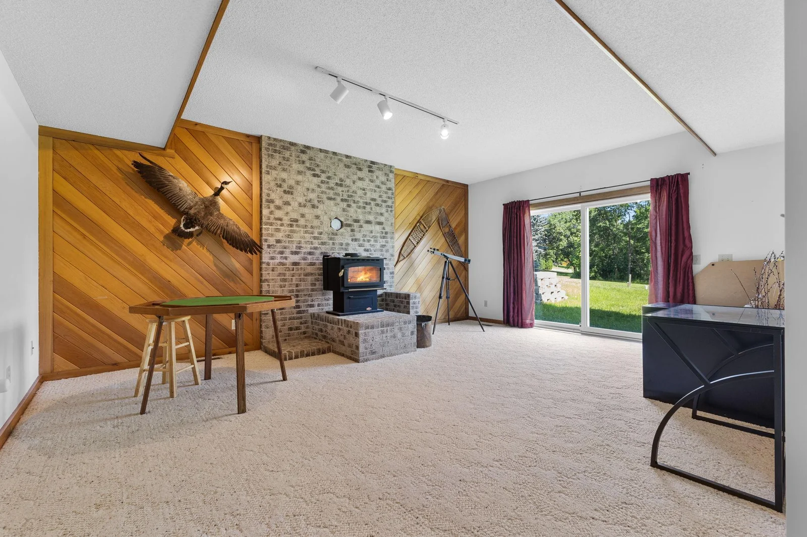 Lower Level family room walks out to the beautiful backyard
