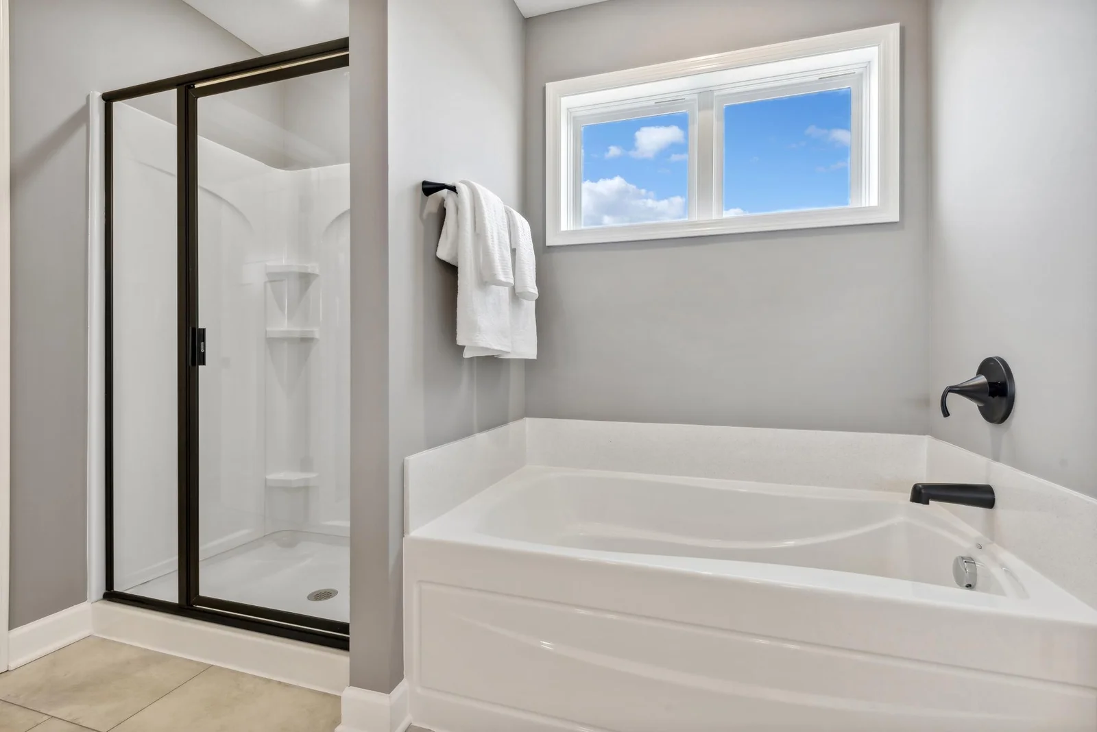 (Photo of decorated model, actual homes finishes will vary) Another view of the primary bath.