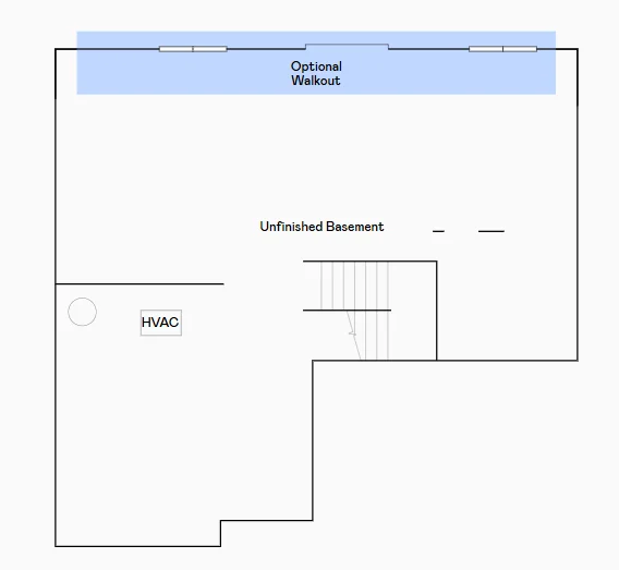 Lewis unfinished walkout basement.