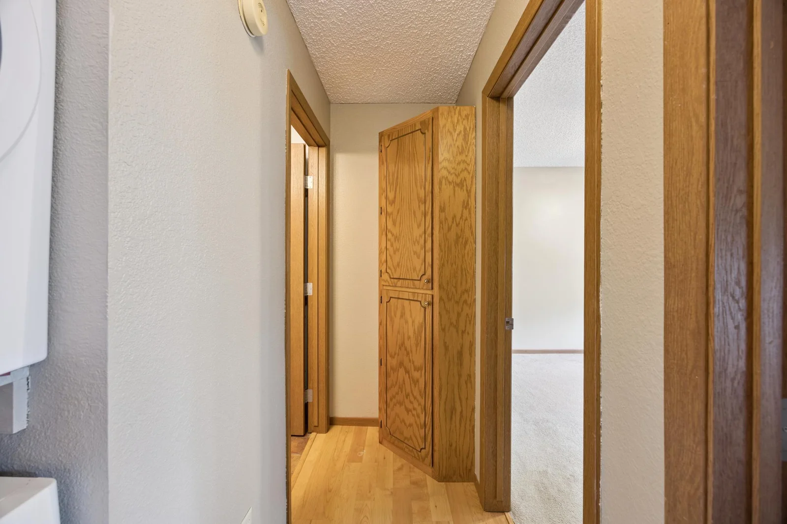 Hallway with end closet