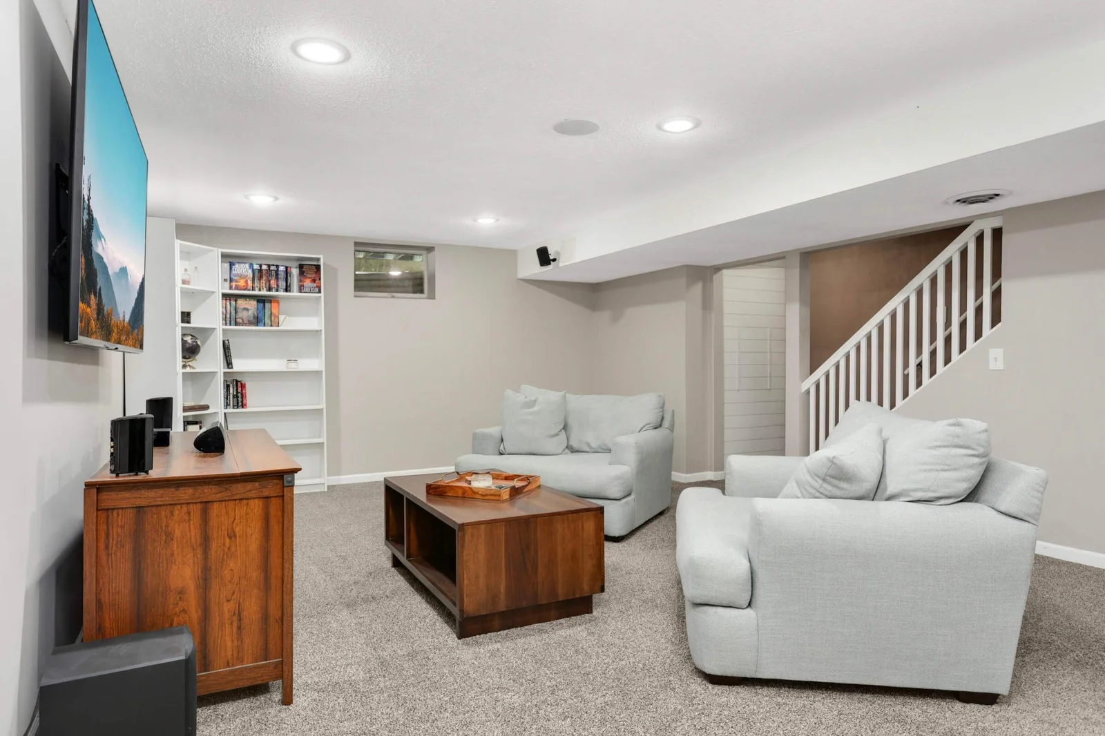 Lower level dream space for entertaining.