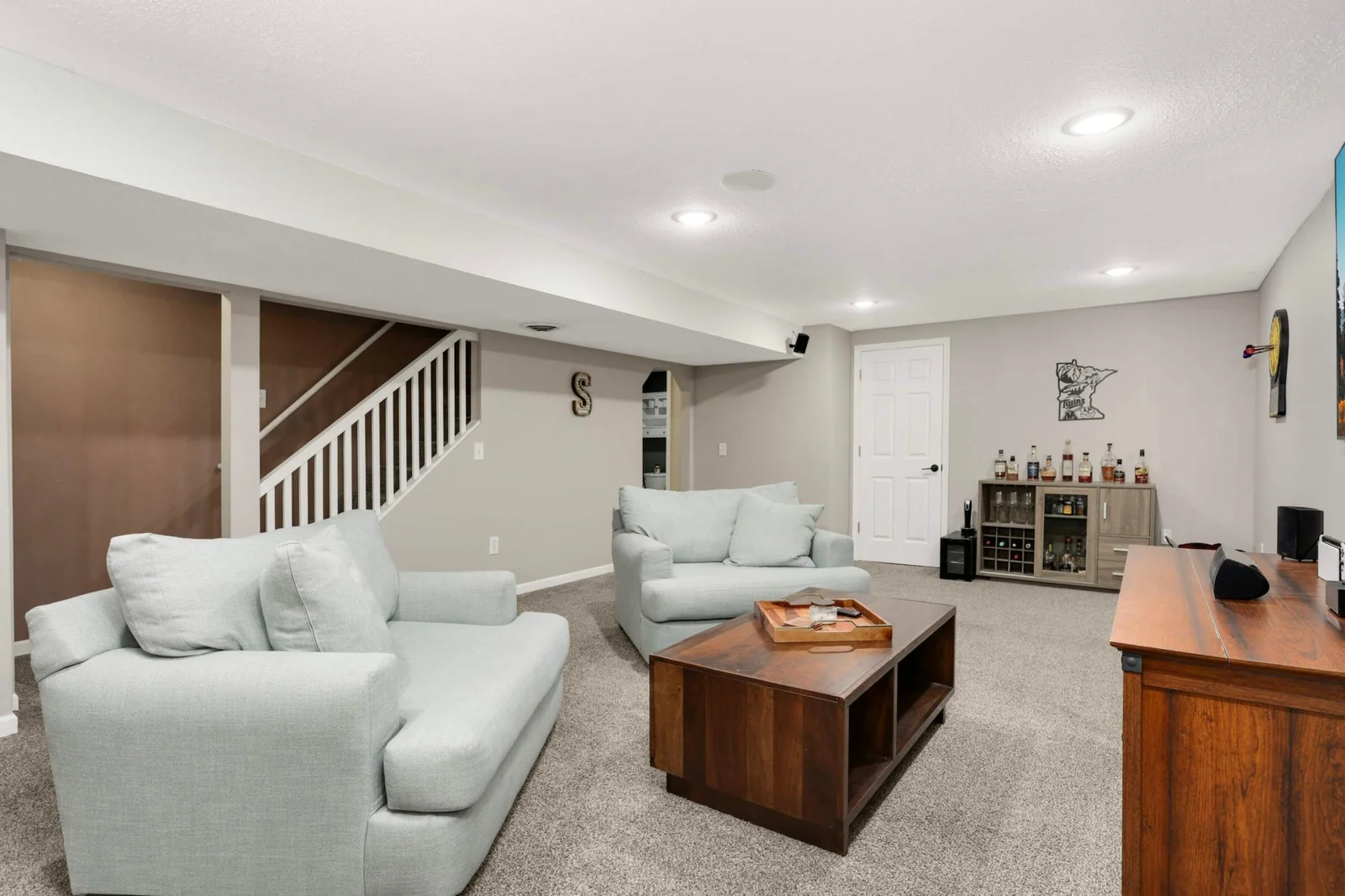 Located right off stairway with access to lower bath & bedroom.