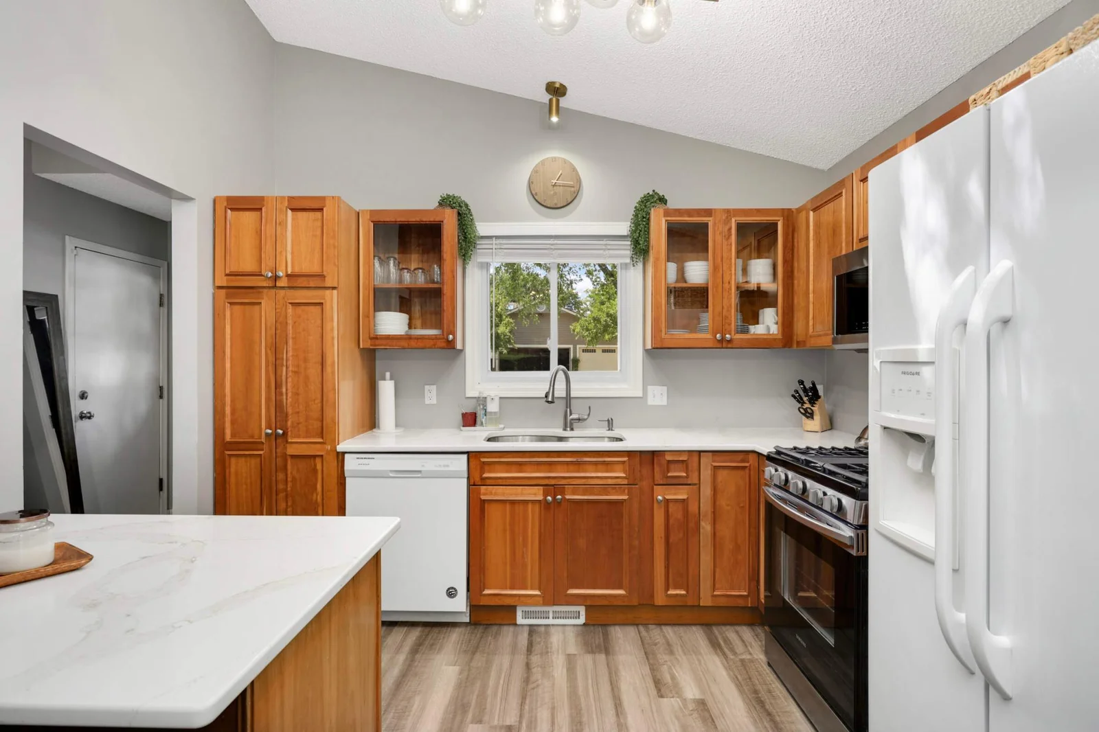 Solid wood cabinetry for all the storage.