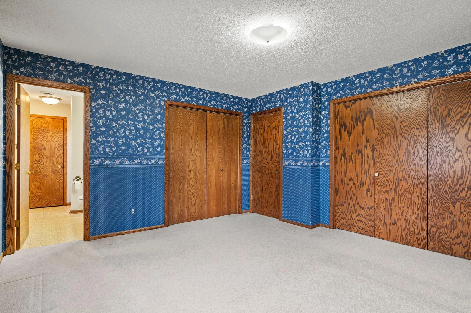 The primary bedroom also features two closets!