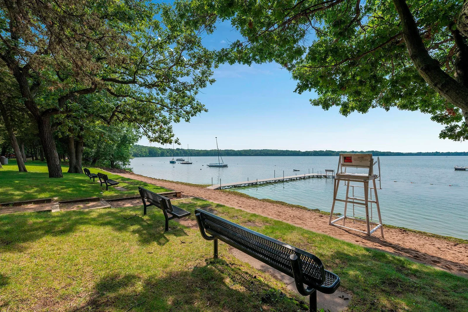 Pleasant Lake Beach is a private beach for North Oaks residents.