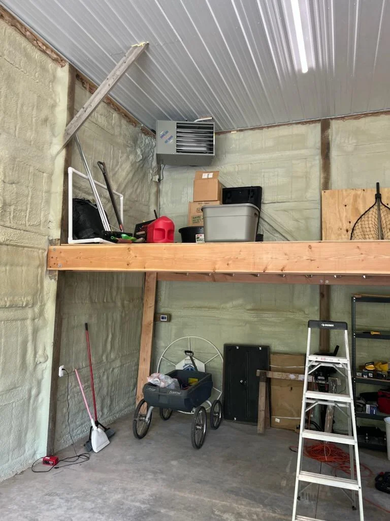 Inside shed loft and garage heater