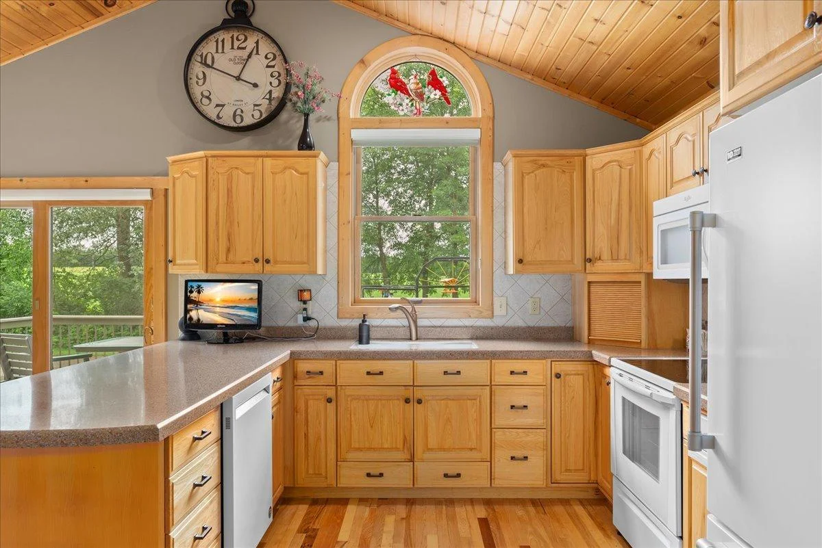 Ample cabinet and counter space.