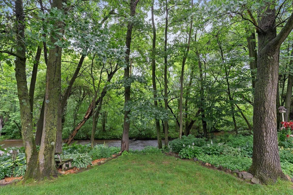 Amazing River View and perennial gardens along the shoreline.