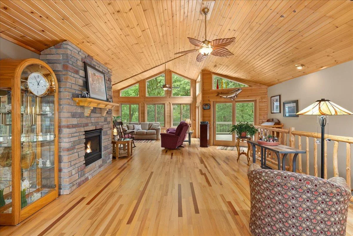 Gorgeous wood flooring and accents bring nature inside!