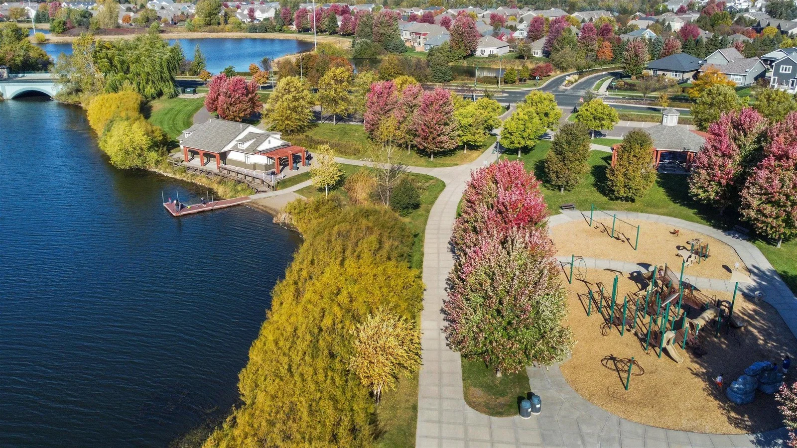 Boat docks and walking trails at the Lakes.