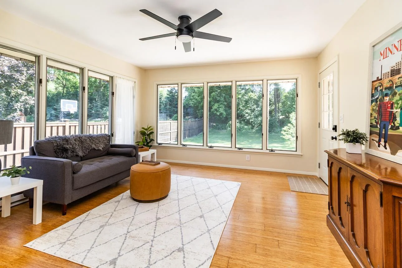 bamboo floors and new ceiling fan with light fixture