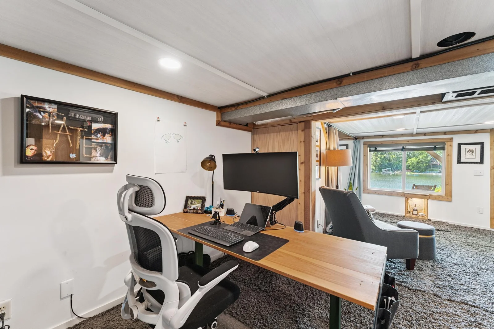 Lake views from the office space