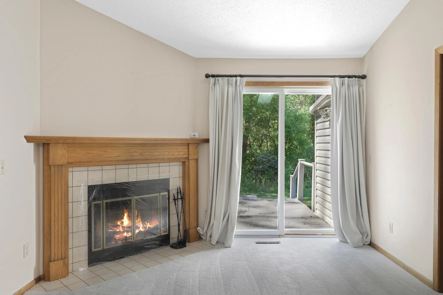 Gas fireplace is great for colder months