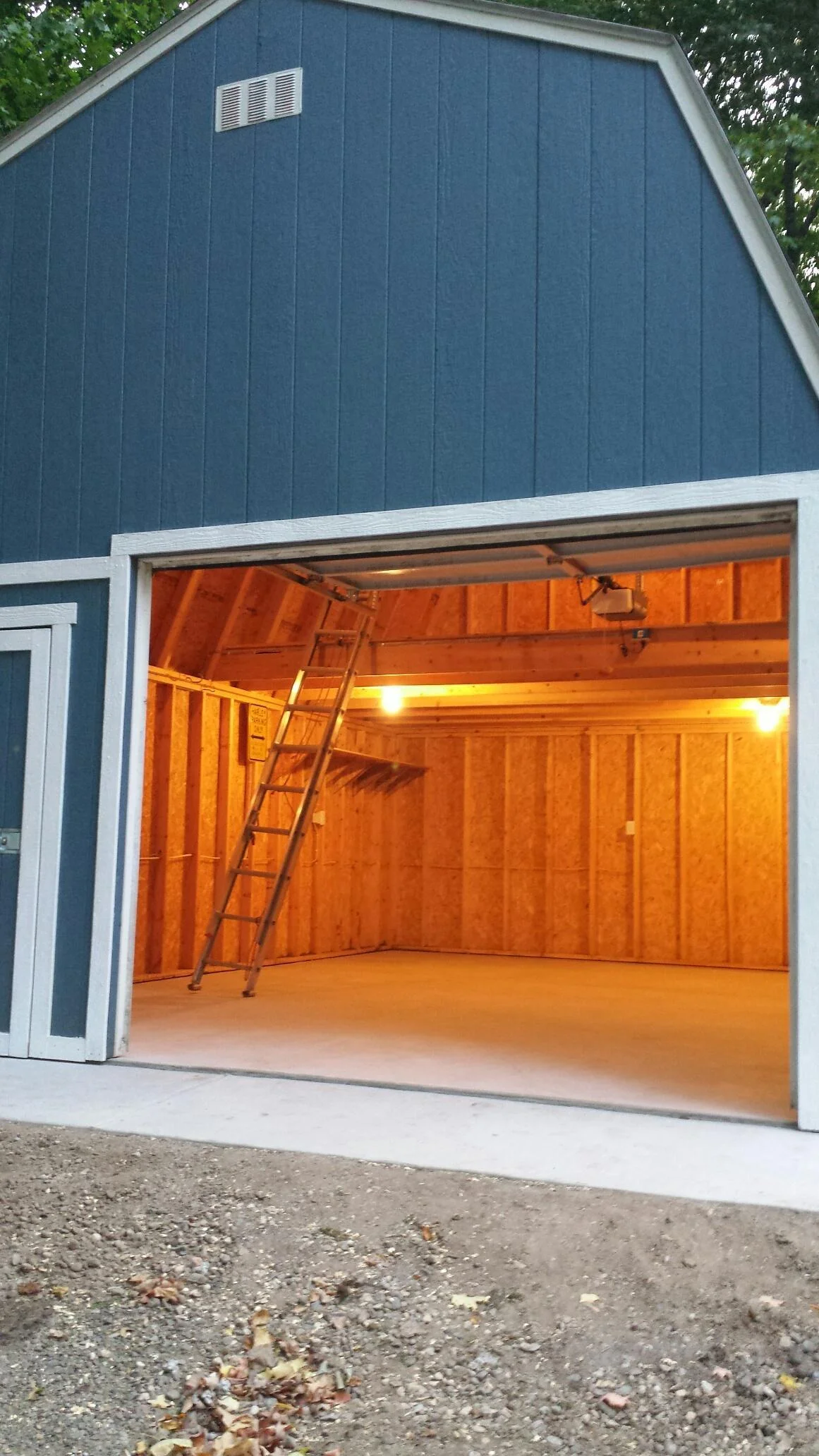 An interior photo of the additional garage shows the loft which will offer an abundance of storage space.