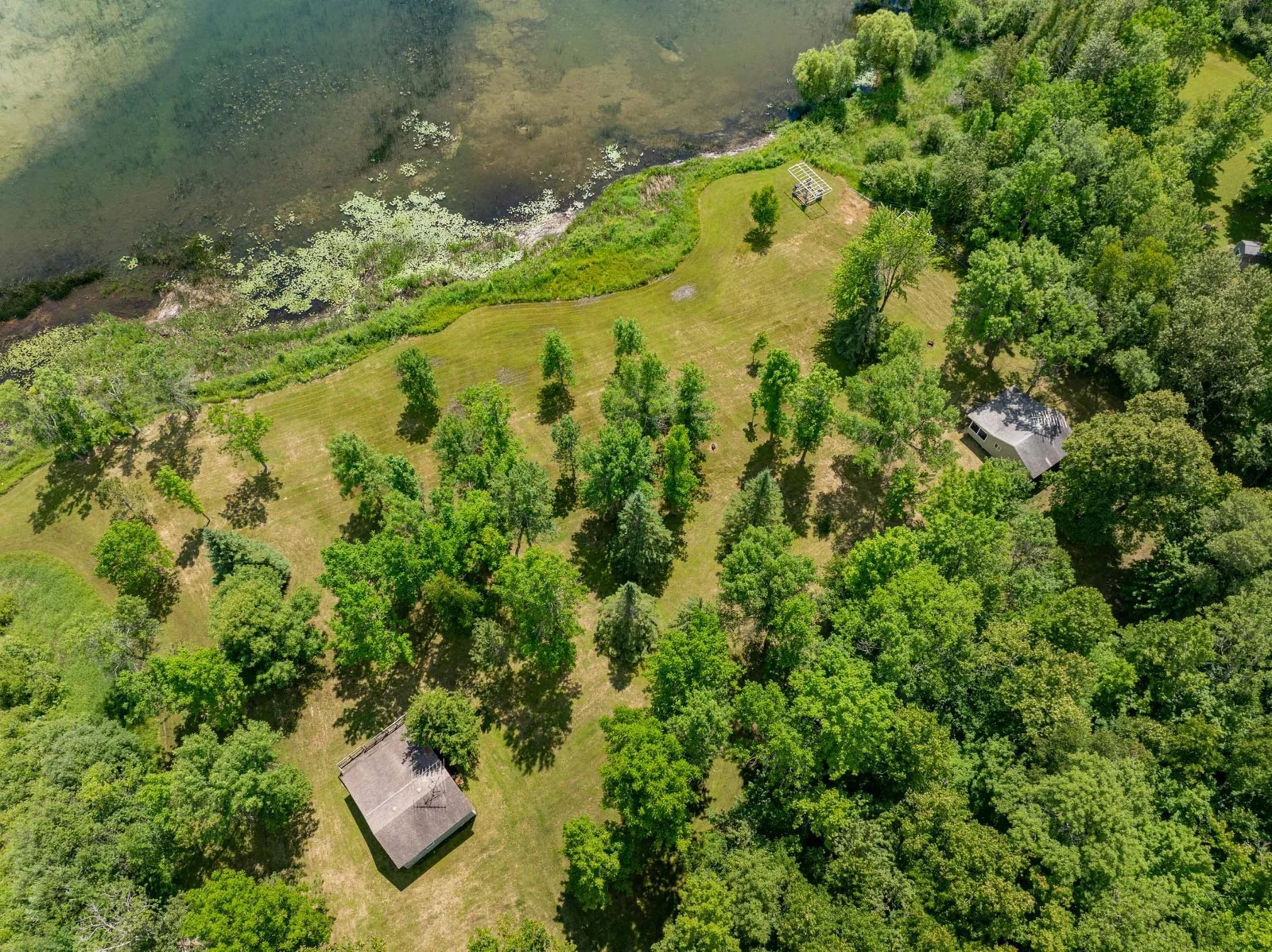 This view shows the two cabins location on the lot both have excellent views of the lake.