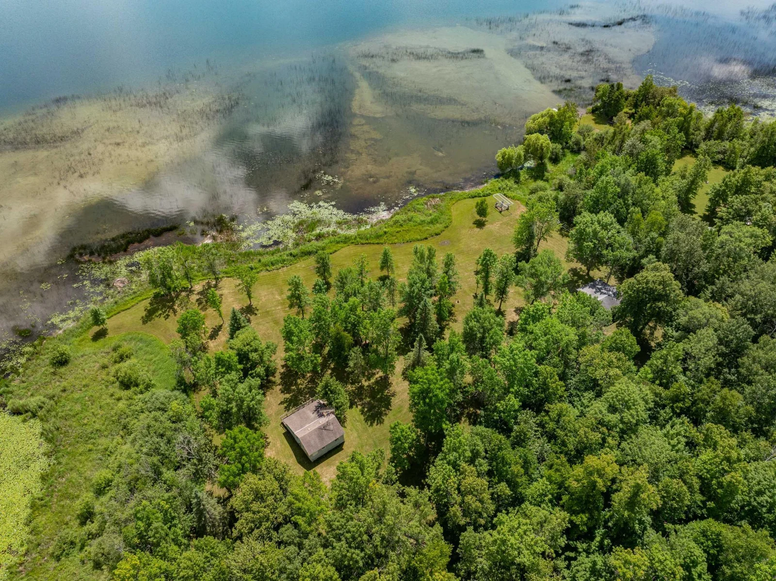 This view shows the two cabins location on the lot both have excellent views of the lake.