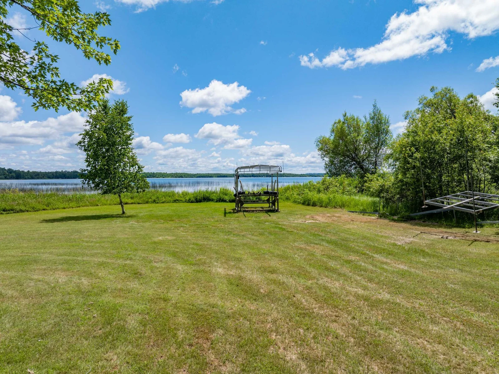 Boat lift included with the sale.