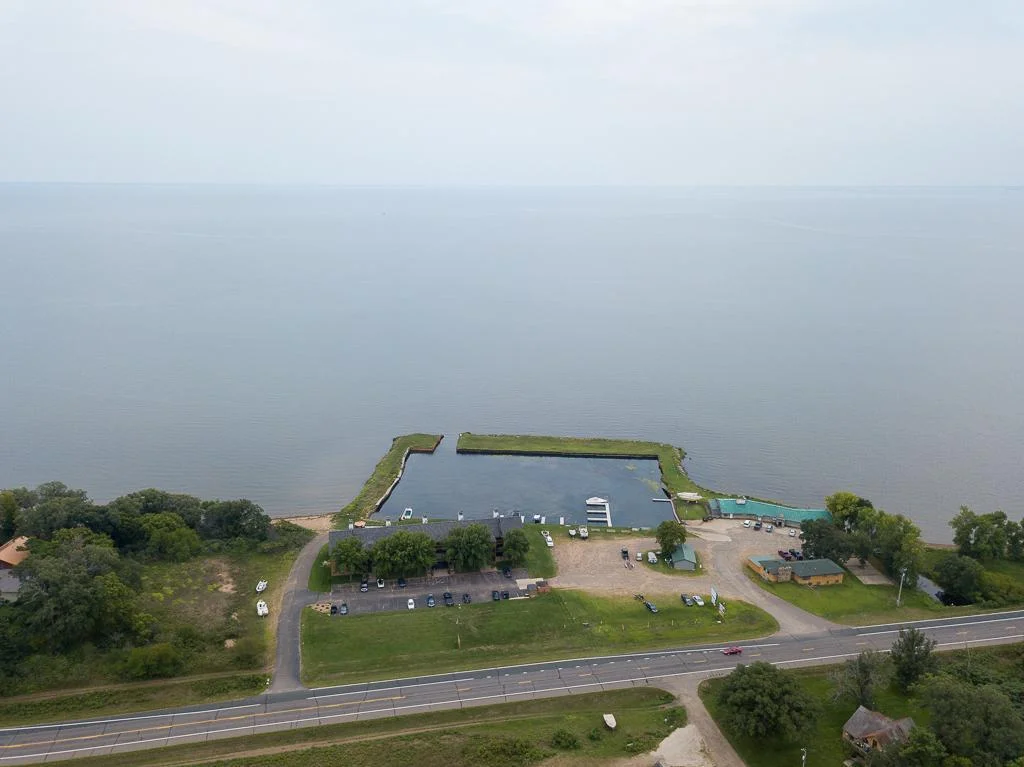 Aerial - amazing setting on the lake