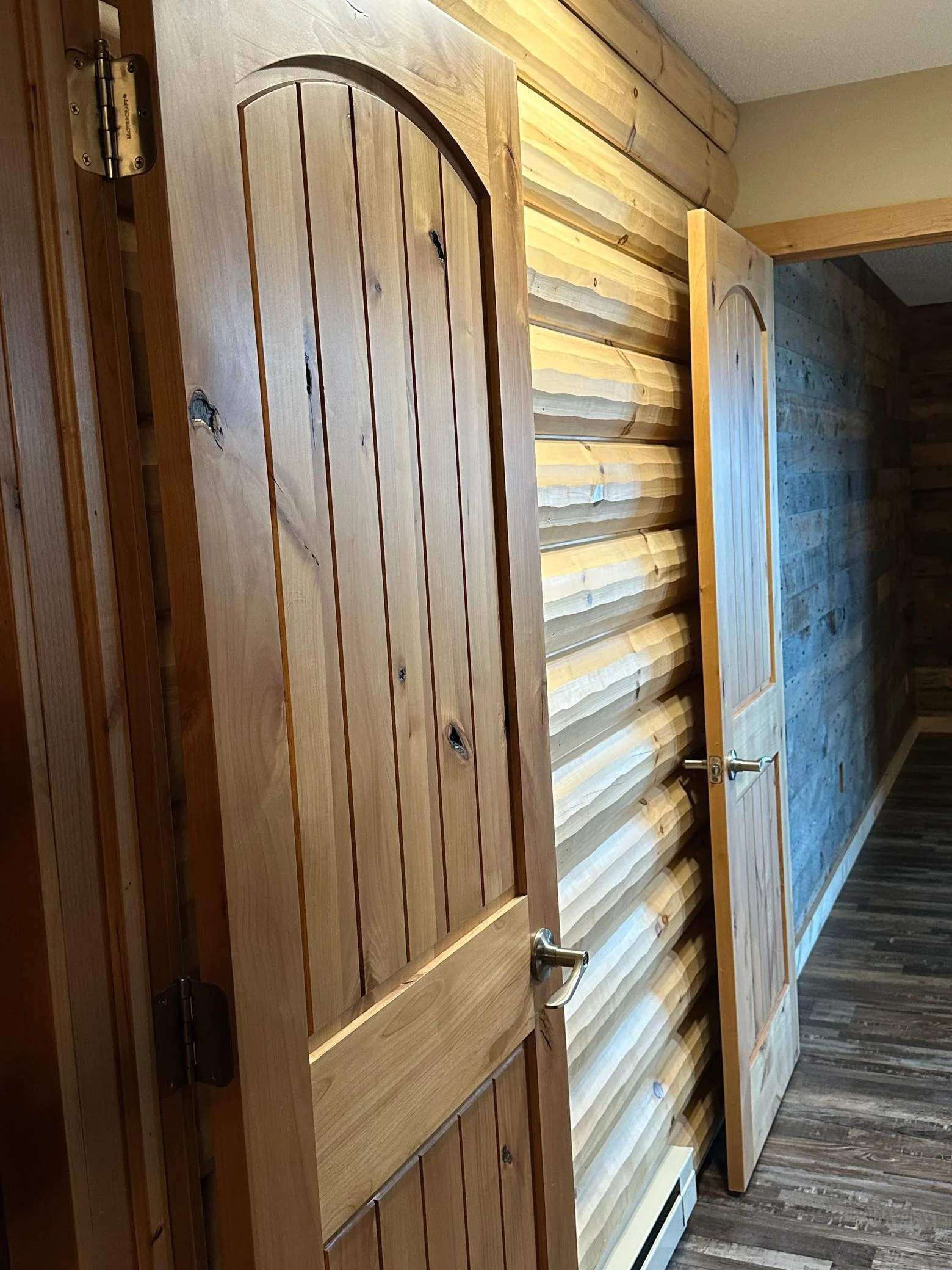 Jack and Jill bathroom 1/2 log finish