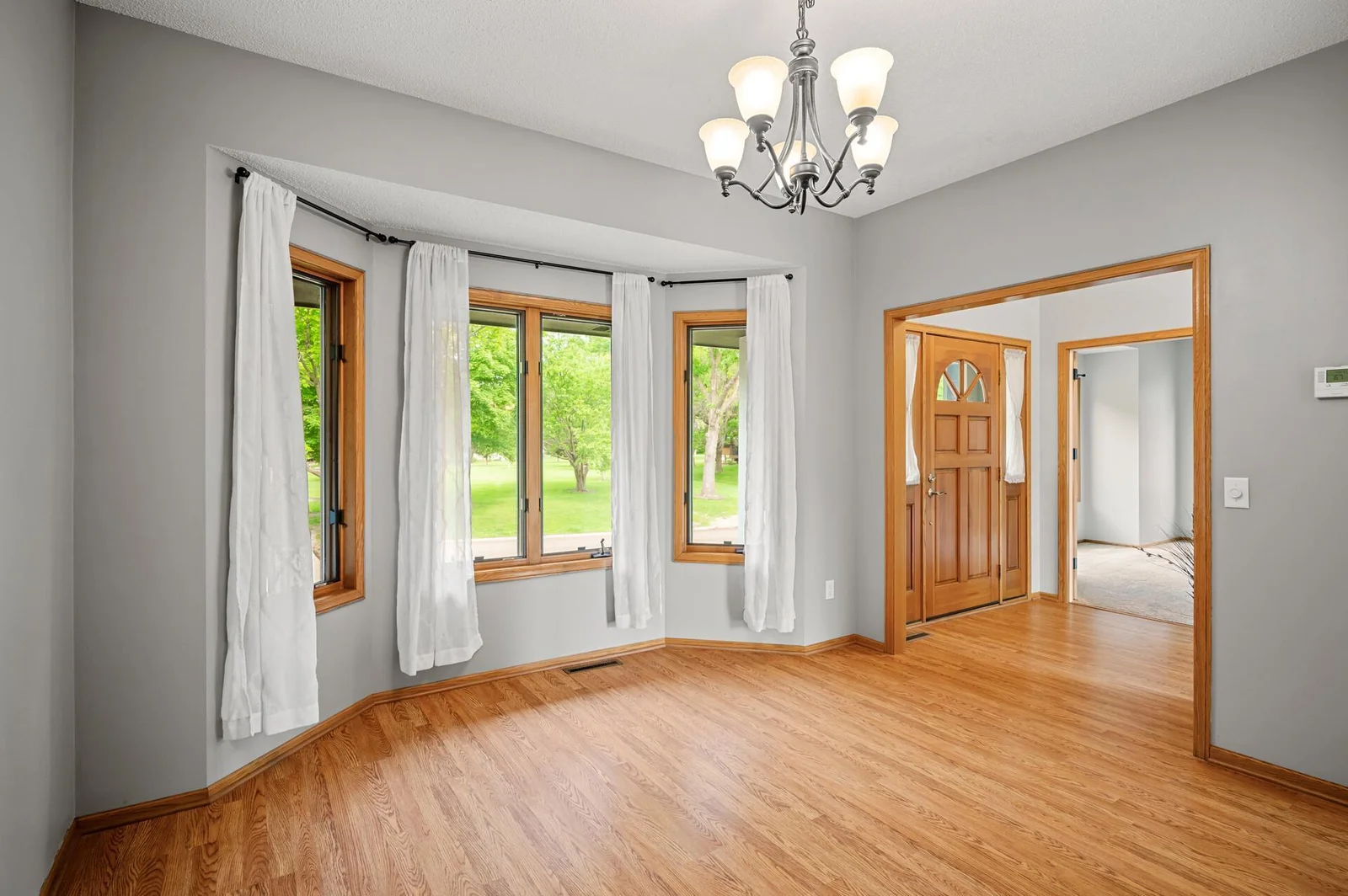 Walk in through the front door, and youll notice fresh neutral paint. Dining room features bay windows!