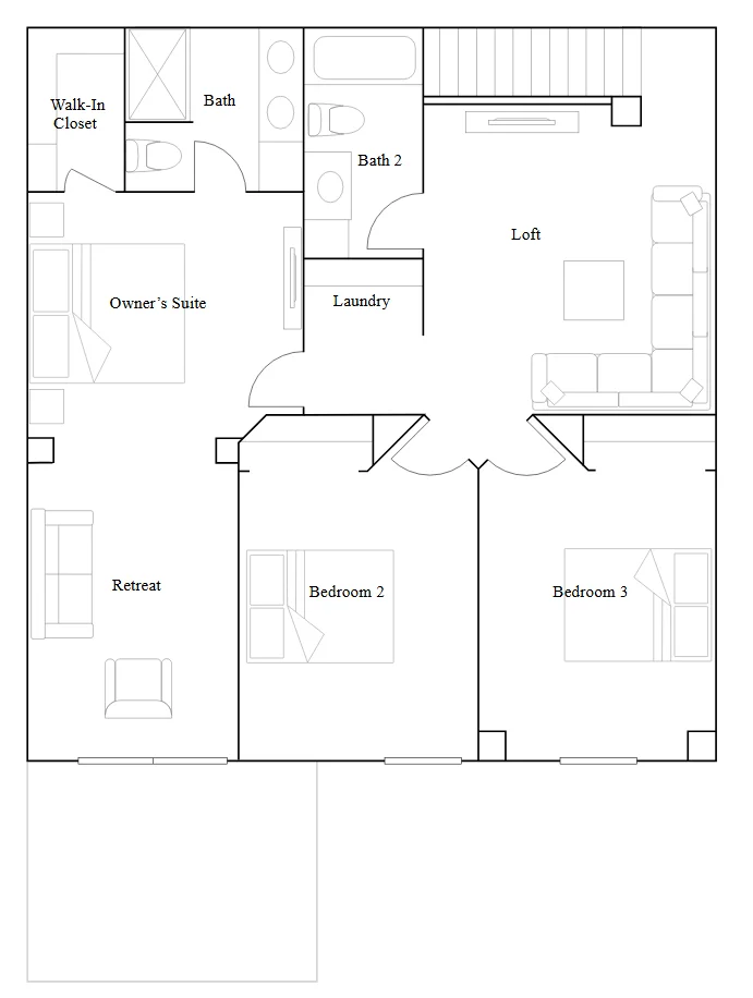 Upper level floor plan.