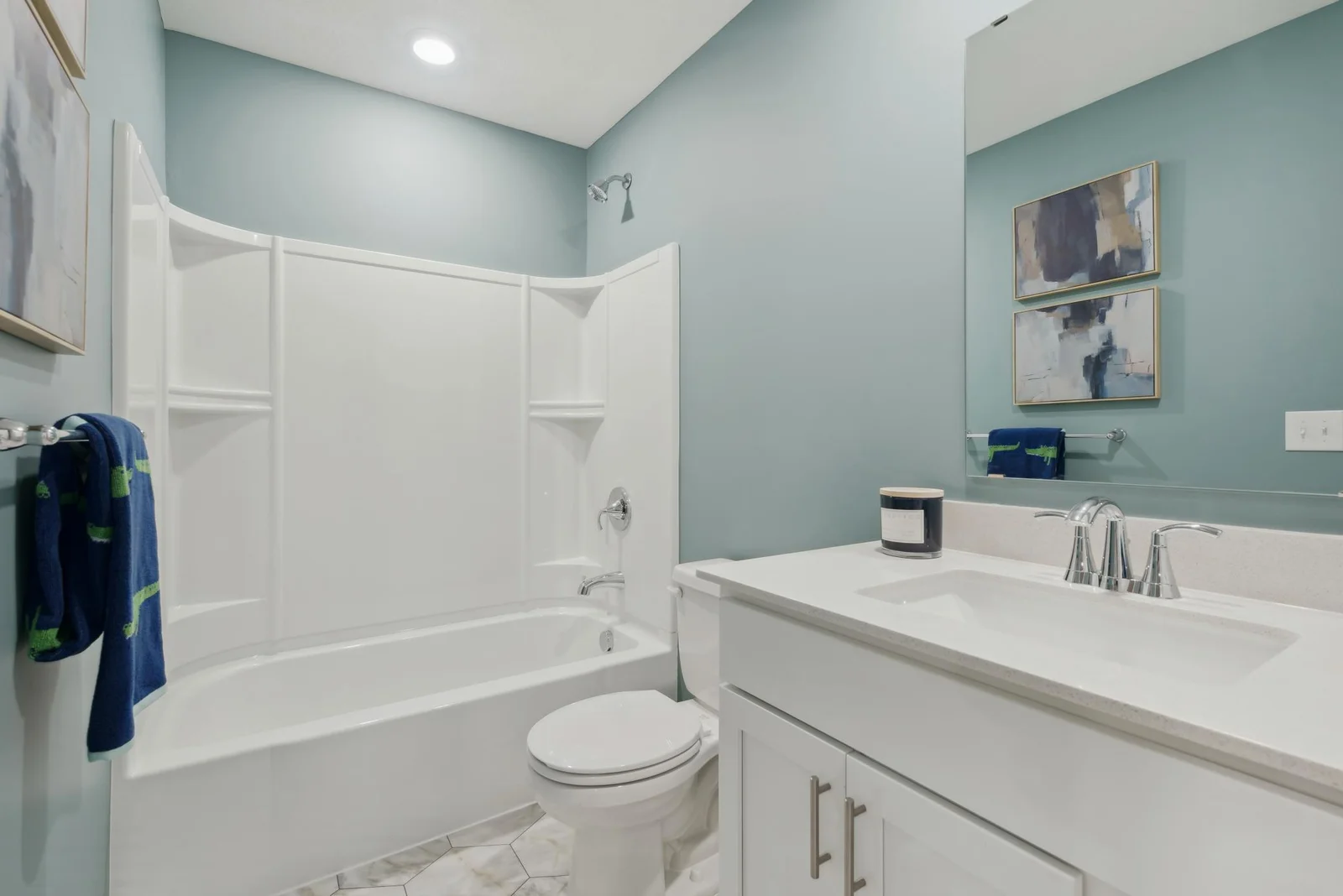 (Photo of decorated model, actual home's finishes may vary slightly) Full second floor hall bath!
