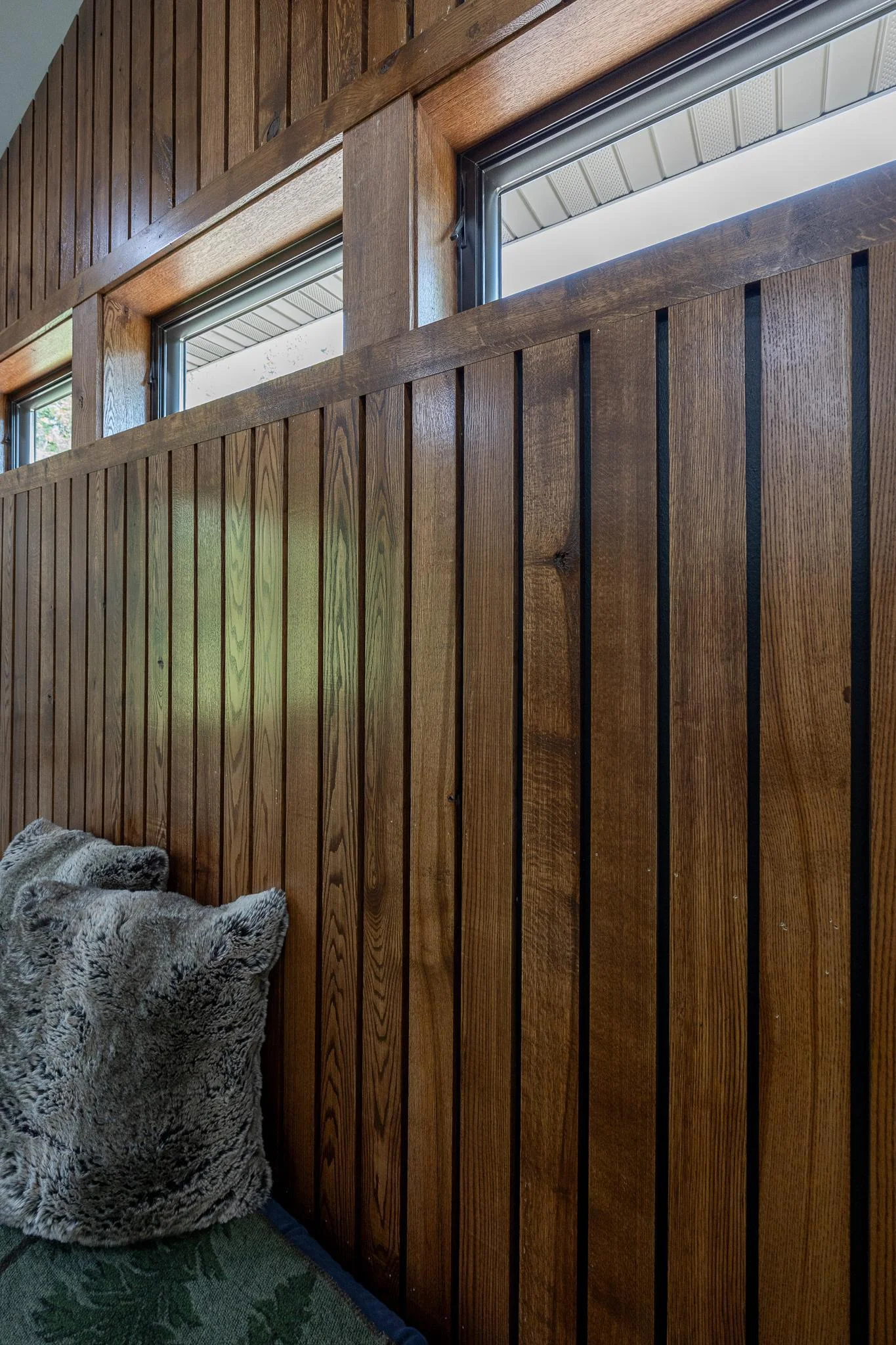 Custom white oak accent wall