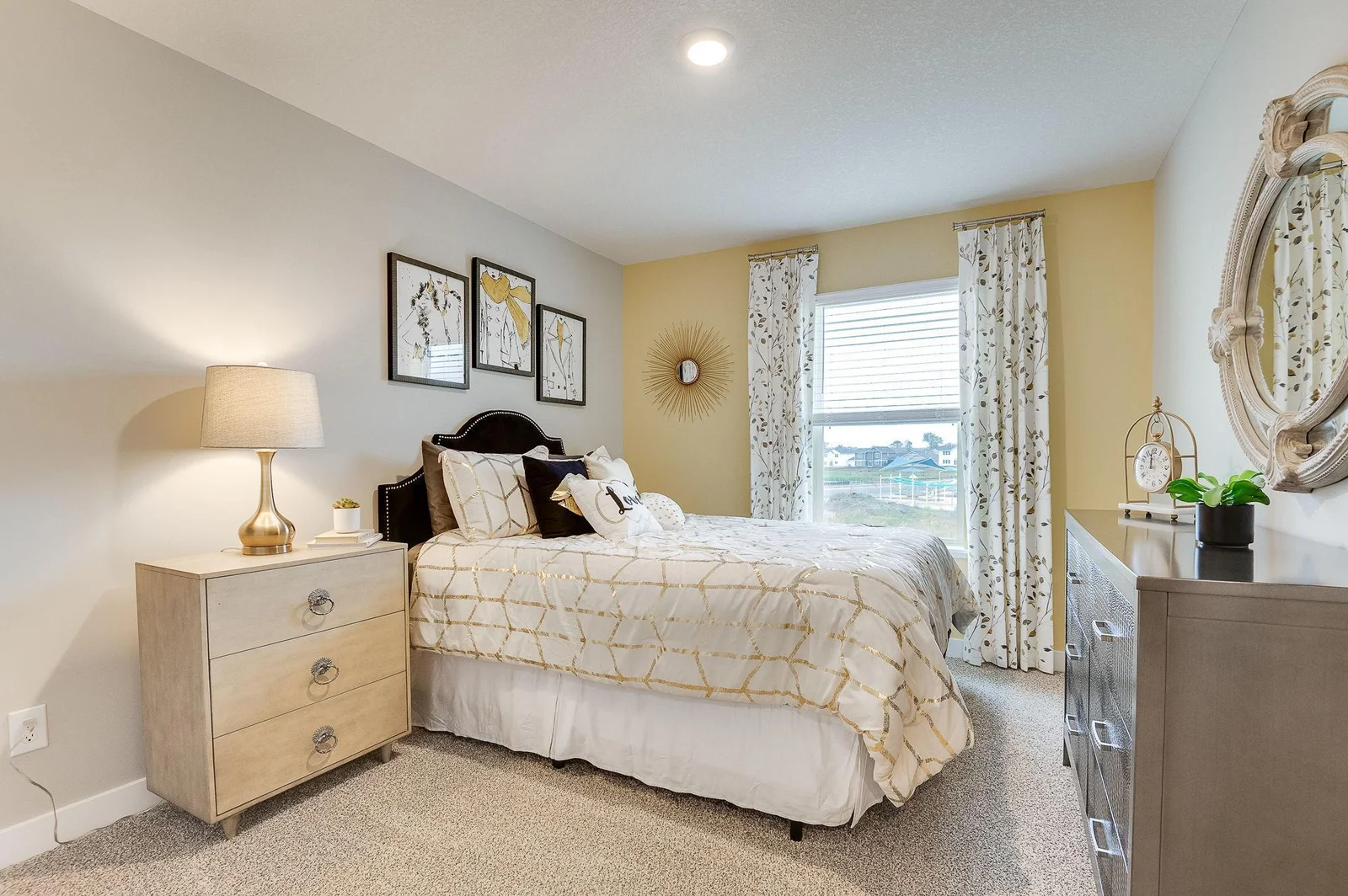 In addition to the primary bedroom, the home's upper level also includes these two additional bedrooms, and another full bathroom just adjacent to each! Photo of model, colors and options will vary.
