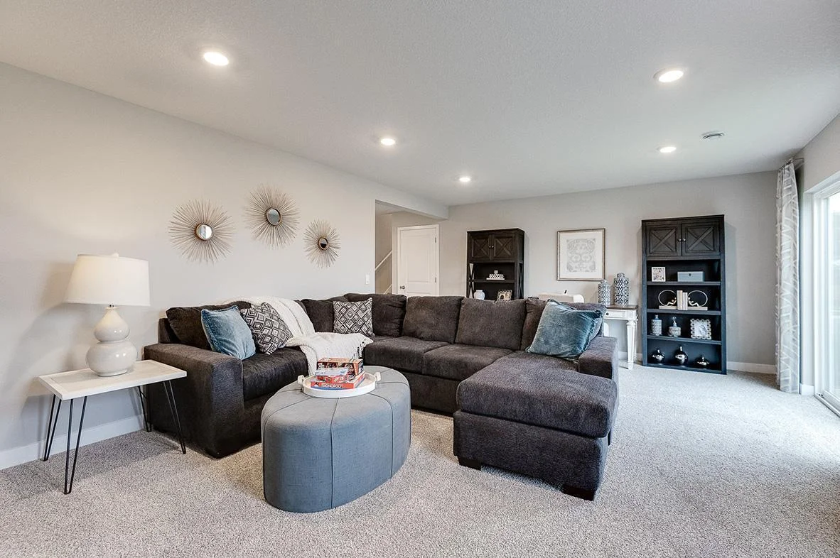 Another view of the FINISHED lower level's giant family room! Photo of model, colors and options will vary.
