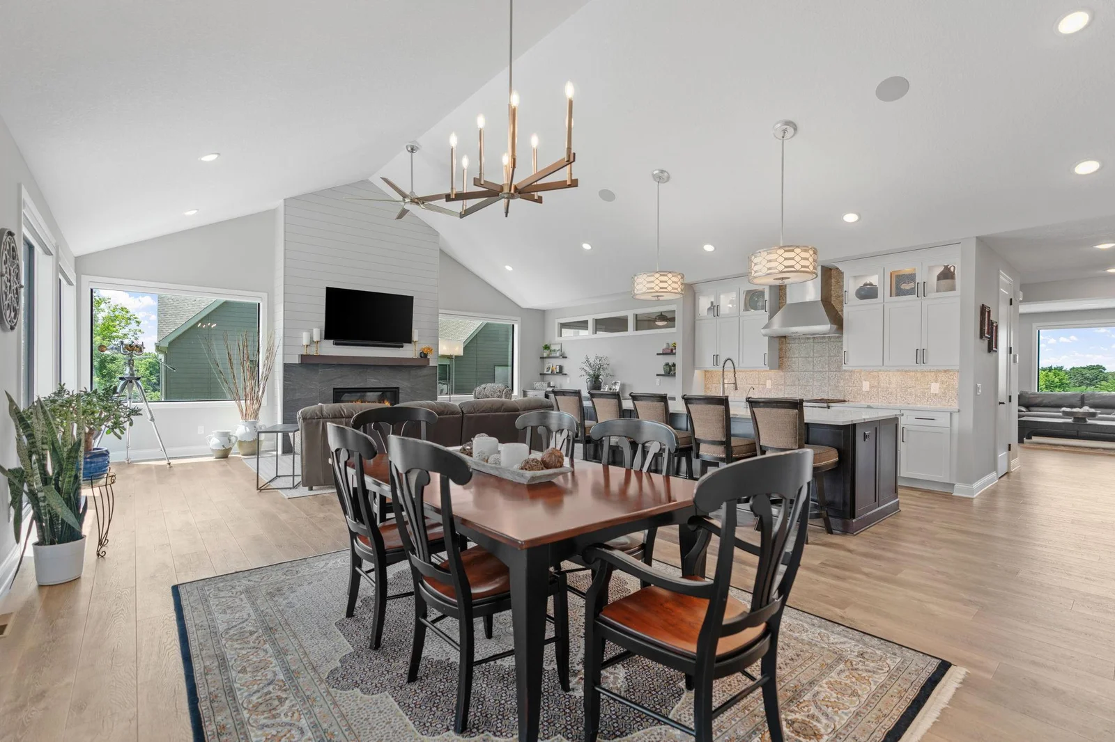 Dining Room features vaulted ceilings and open to the Great Room and Kitchen