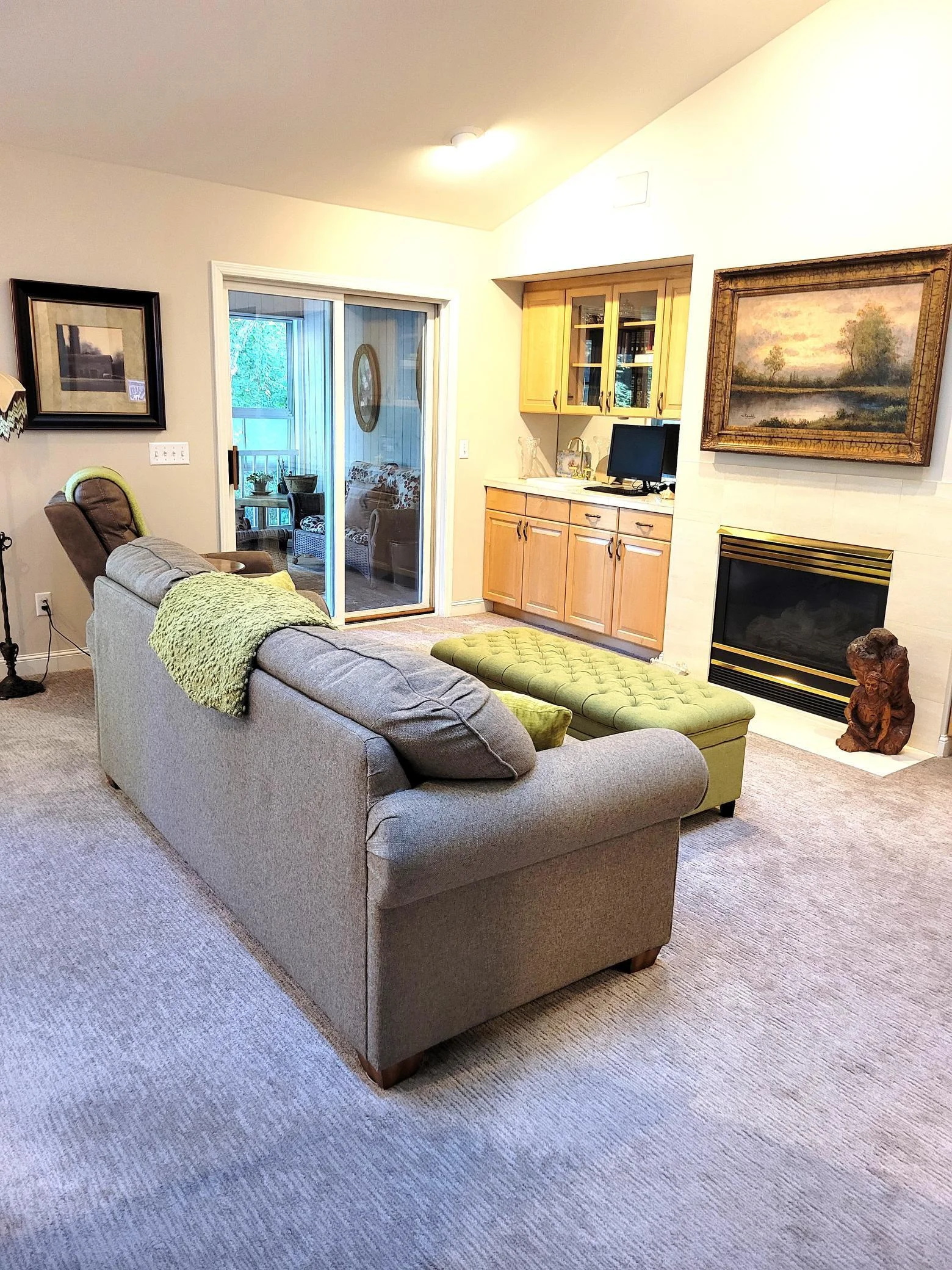 main floor family room with gas fireplace
