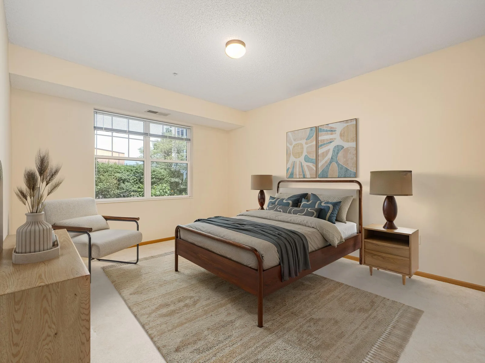 Staged Primary bedroom.  Plenty of room for king size bed.