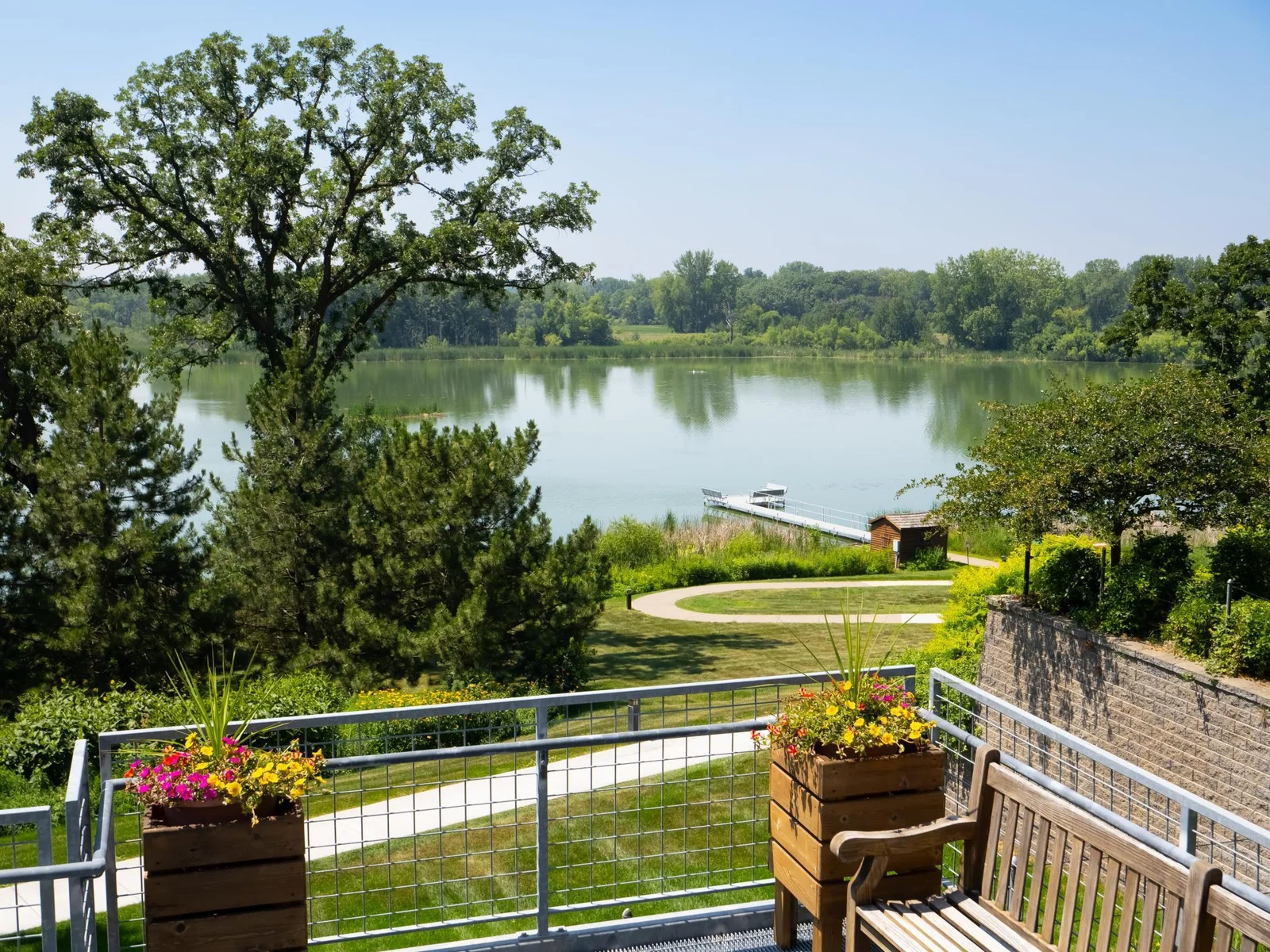 Nestled on Rush Lake there are many areas to enjoy outside, and stunning views.