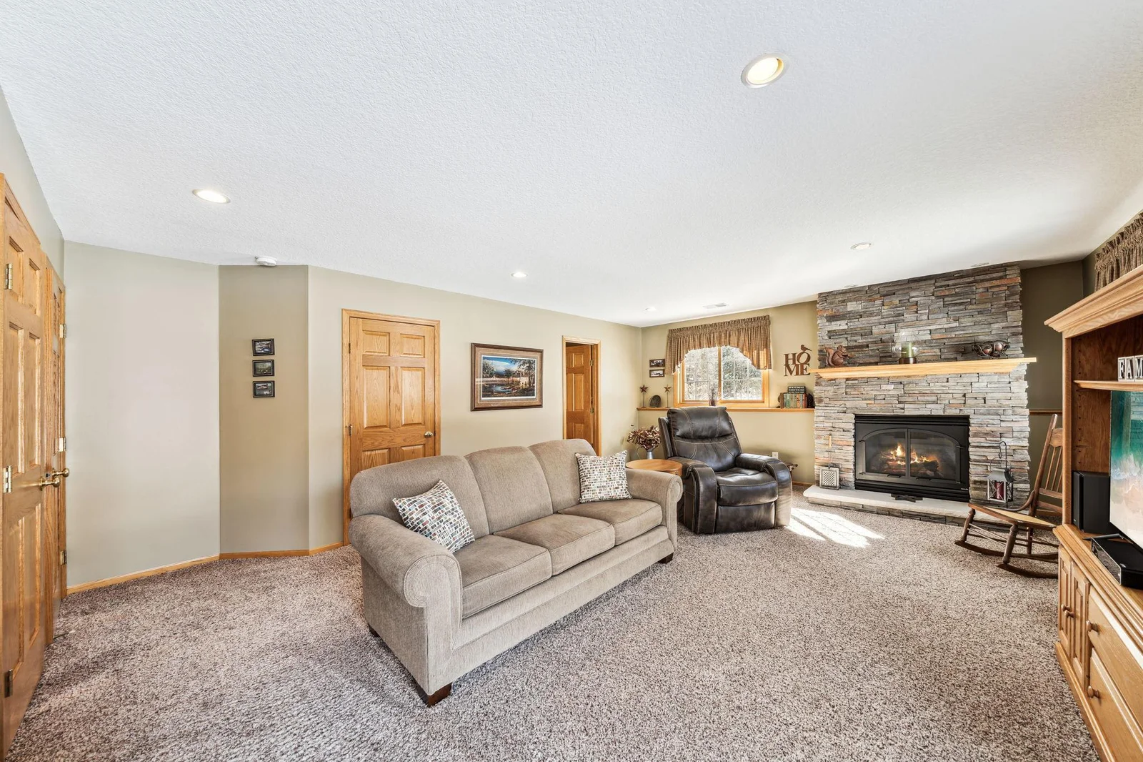Another view of the lower level family room.