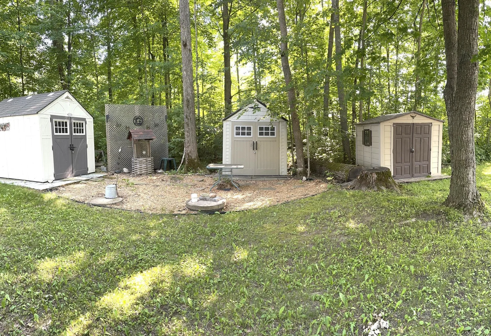 Garden sheds and landscaped areas