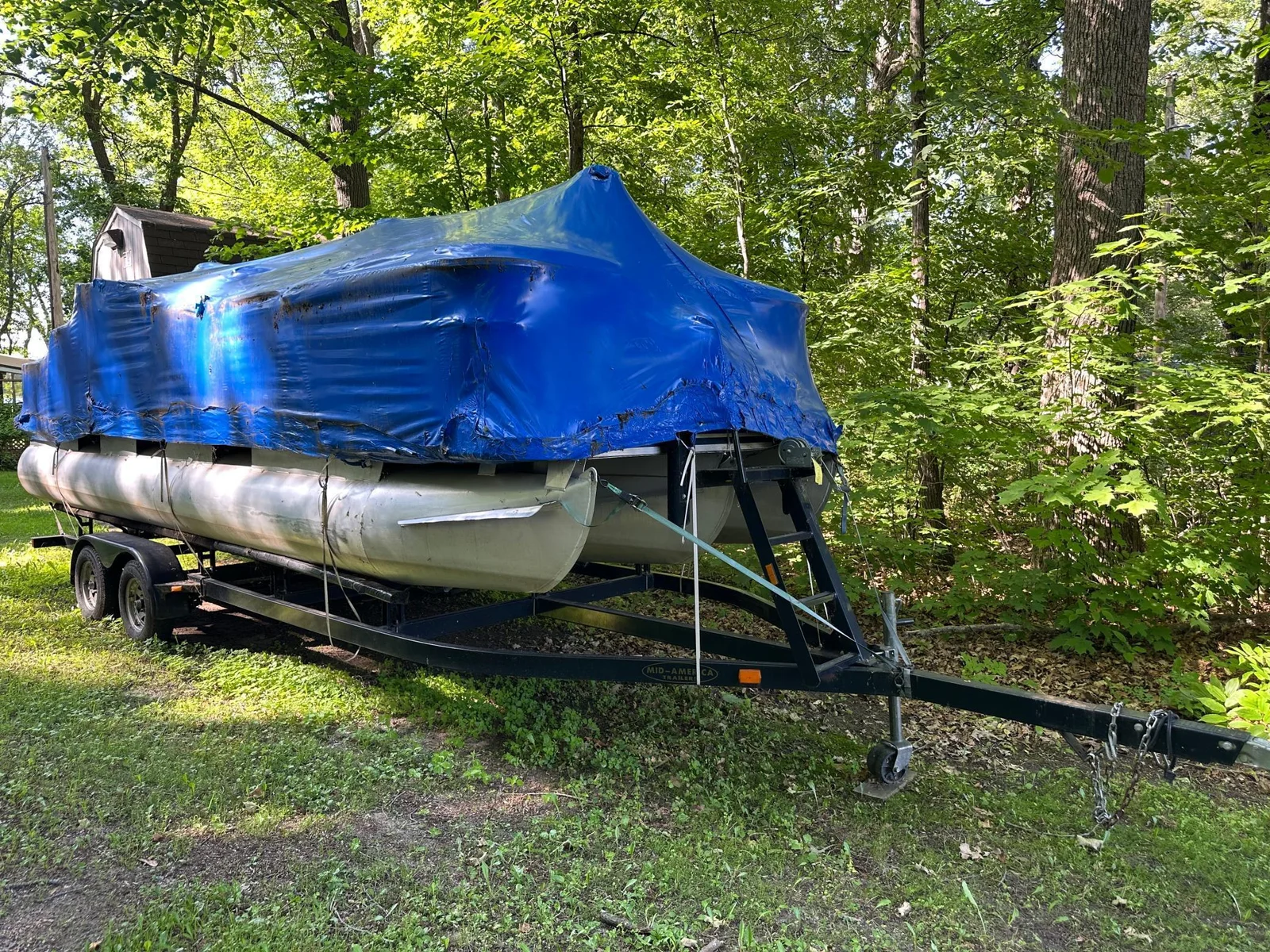 Luxury Palm Beach Pontoon with 115hp motor shrink wrapped
