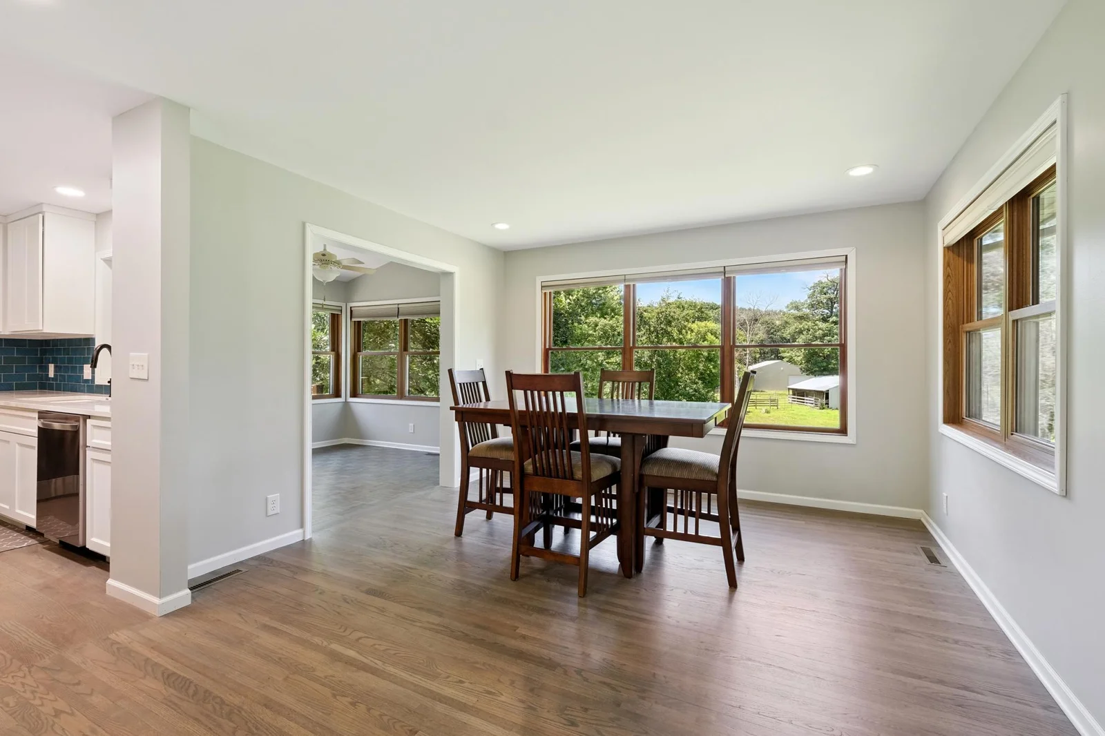 Sunroom is just off of dining room
