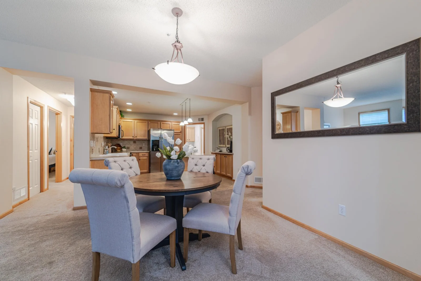 The Dining Room flows into the kitchen