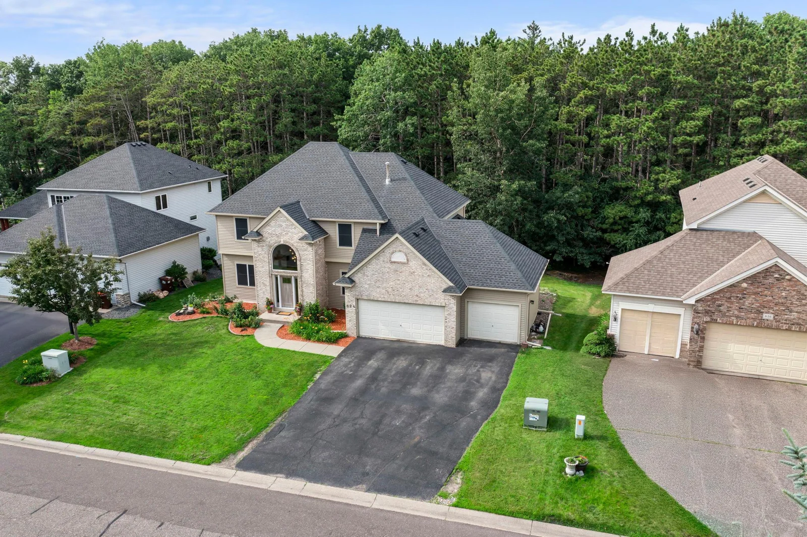 Aerial view of the front of the home