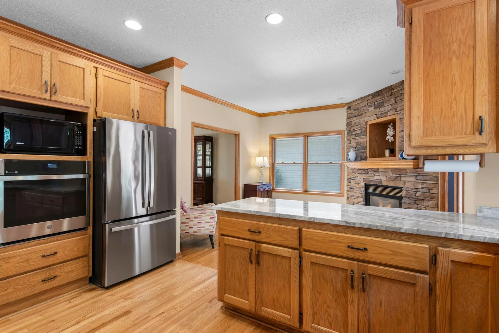 Kitchen overlooks the sitting space