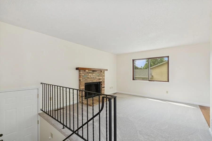 Living Room with wood burning fireplace