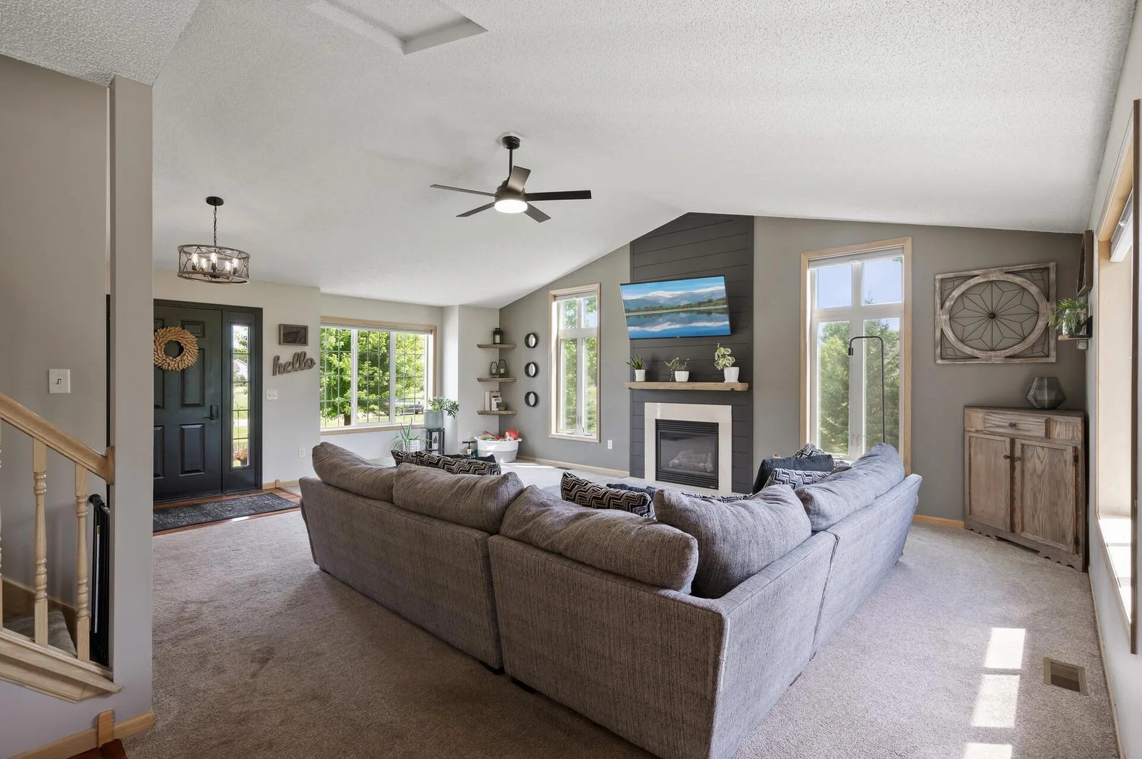 View of living room from dining room.
