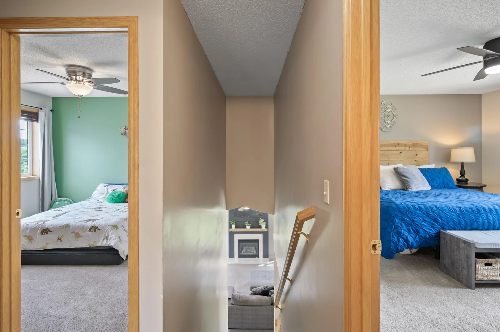 View from top of stairs by bedrooms.