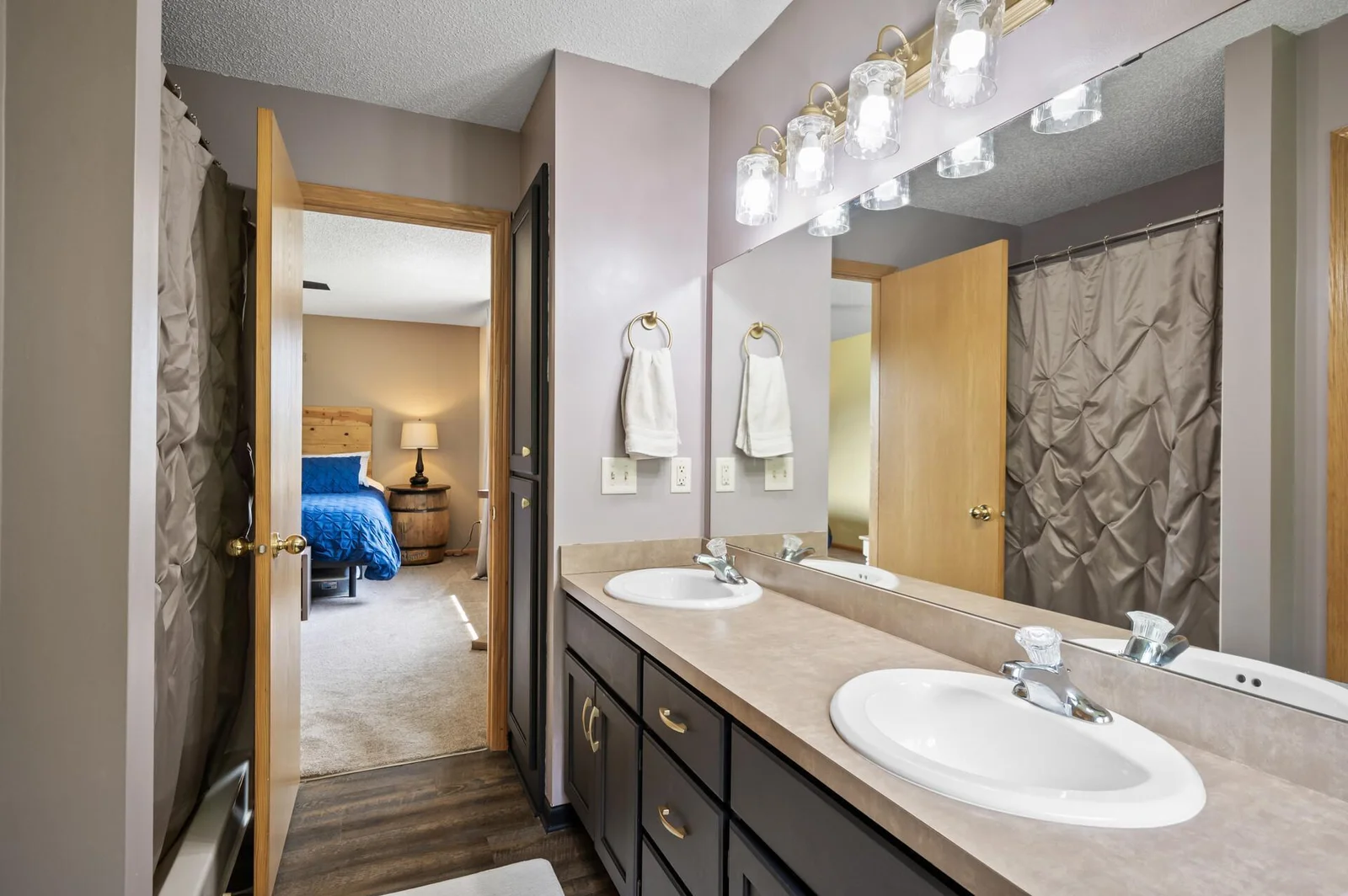 Primary bathroom with dual vanity