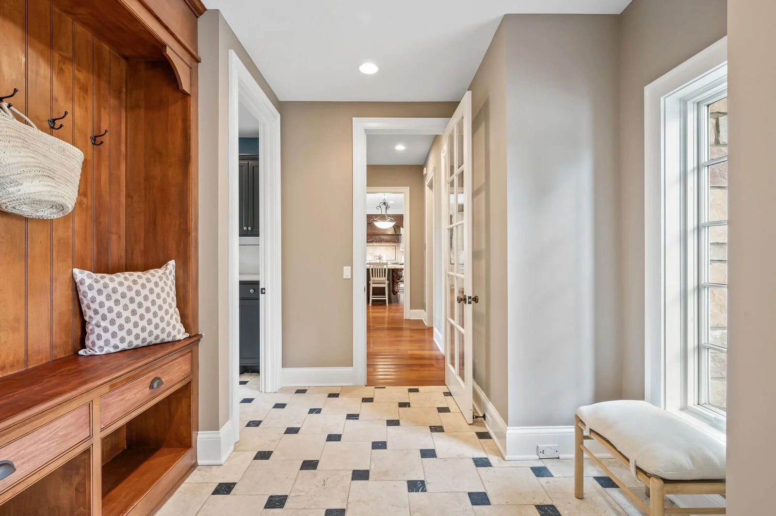 Convenient and stylish entrance from the garage.