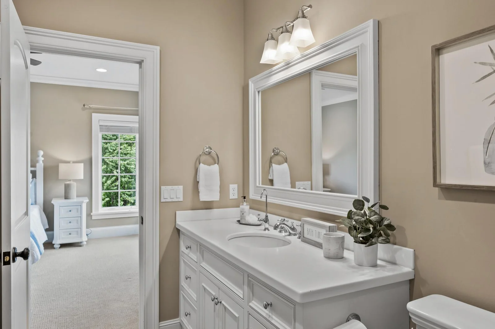 A convenient and well-equipped ensuite bathroom.