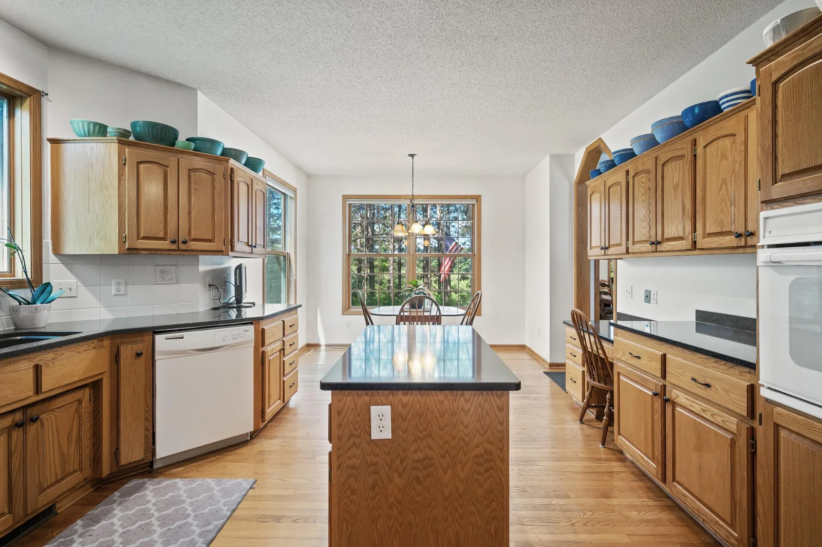 Natural wood floors in this beautiful kitchen