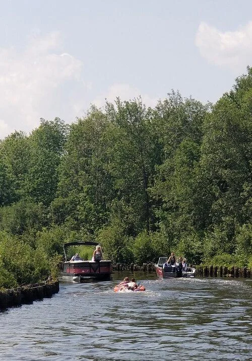 Boating on Channel to Pike Bay